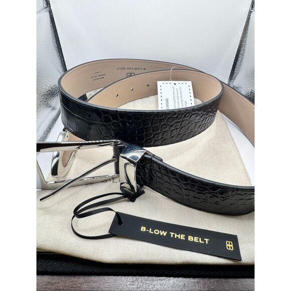 NWT B-Low The Belt Croc Black Leather Western Belt Silver Hardware Sz XL